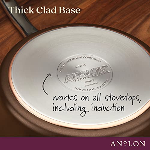 Anolon Nouvelle Copper Hard Anodized Nonstick Sauce Pan/Saucepan/Saucier, 2.5 Quart, Brown, Sable