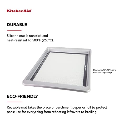 KitchenAid Silicone Large Baking Mat, 12x17-Inch, Gray