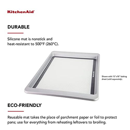 KitchenAid Silicone Large Baking Mat, 12x17-Inch, Gray