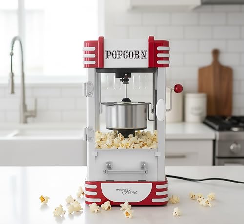 MAGNAVOX HOME, Popcorn Maker Machine Movie Theater/Cinema Style Popper with 2-Sided Serving Scoop. 2.5 Ounce, Red