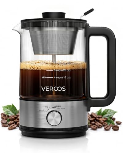 VEROOS Percolator Coffee Pot Electric, 6-Cup,Glass,Upgraded Version