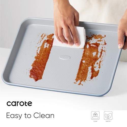 CAROTE 3-Piece Baking Pan Set - Bakeware Set, Baking Sheet Set Including 13 Inch 15 Inch 17 Inch Sheet Pan, Cookie Sheet for Baking, Royal Violet, Blue & Grey