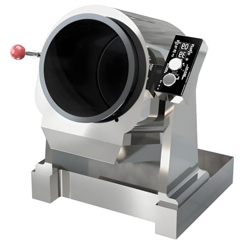 forplubossmmp Auto Stir Fry Machine, Industrial Stainless Steel Smart Wok Features 7-Position Tilt Drum, 1.5kg Capacity at 30° Tilt, 9-Speed Stir Settings, Kitchen Fried Rice Cooking