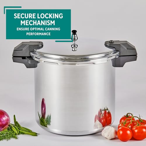 Mirro - 7114000221 Mirro 92122A Polished Aluminum 5 / 10 / 15-PSI Pressure Cooker / Canner Cookware, 22-Quart, Silver