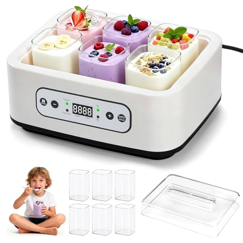 DWSZRWL Yogurt Maker Machine -Probiotic Yogurt Makers 36 Hour L Reuteri with Temperature Control & Adjustable Time,Curd Yoghurt Maker + 6 Cups with High Temperature Resistance and Easy Cleaning