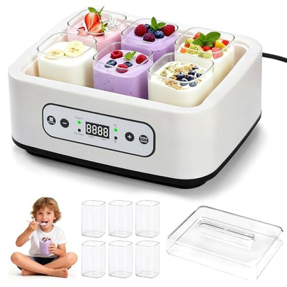 DWSZRWL Yogurt Maker Machine -Probiotic Yogurt Makers 36 Hour L Reuteri with Temperature Control & Adjustable Time,Curd Yoghurt Maker + 6 Cups with High Temperature Resistance and Easy Cleaning