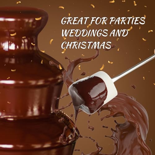 120V 40W 3-Tier Chocolate Fountain, Black Stainless Steel, 1lb Capacity, with Food Tray and 6 Forks for Parties and Gatherings
