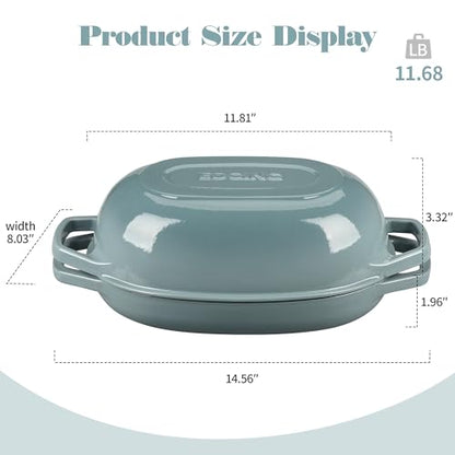 EDGING CASTING Enameled Cast Iron Oval Dutch Oven Pot with Lid, Dutch Oven for Sourdough Bread Baking, Bread Oven, Bread Dutch Oven, Oval Bread Pan, 5qt, Seasalt
