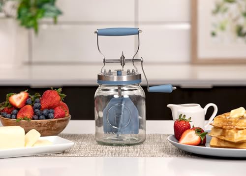 Henning Lee Manual Glass Butter Churner with Jar, 32 ounce