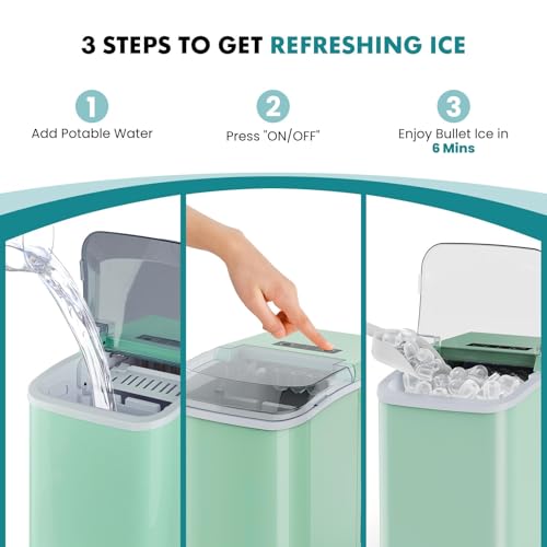 OLIXIS Ice Maker Machine with Handle,26lbs in 24 Hours, Portable Ice Maker