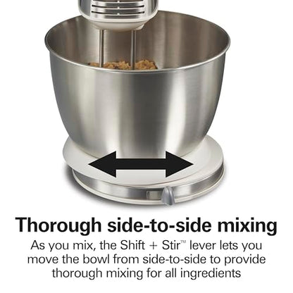 Hamilton Beach Classic Stand and Hand Mixer, 4 Quarts, 6 Speeds with QuickBurst, Bowl Rest, 290 Watts Peak Power, White (64655)