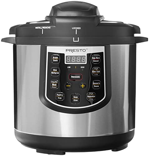 Presto 02141 6-Quart Electric Pressure Cooker, Black, Silver, Stainless steel