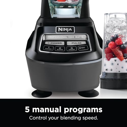 Ninja Kitchen System | All-in-One Food Processor & Blender for Smoothies | Includes Pitcher, Travel Cup, & 8-Cup Bowl | Makes Salsa, Dough, Shakes, & Frozen Drinks | 120 Volts | Black | BL770AMZ