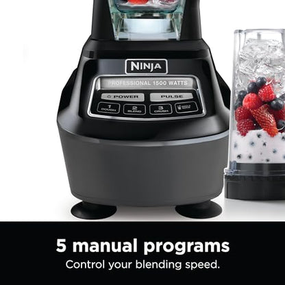 Ninja Kitchen System | All-in-One Food Processor & Blender for Smoothies | Includes Pitcher, Travel Cup, & 8-Cup Bowl | Makes Salsa, Dough, Shakes, & Frozen Drinks | 120 Volts | Black | BL770AMZ