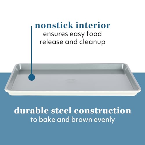 Sur La Table Kitchen Essentials Bake Sale Large 18 X 13 Inch PFA Free Ceramic Nonstick Cookie/Baking Sheet - Linen White