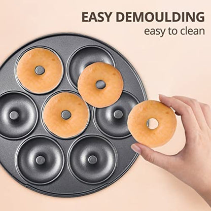 Mini Donut Machine, Makes 7 Donuts, Non-Stick Donut Maker Machine for Kid Friendly Dessert or Snack