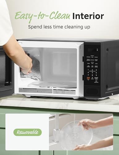 COMFEE CMO-C20M1WB Countertop Microwave Oven with 11 power levels, Fast Multi-stage Cooking, Turntable Reset Function, Speedy Cooking, Weight/Time Defrost, Memory function, Children Lock, 700W