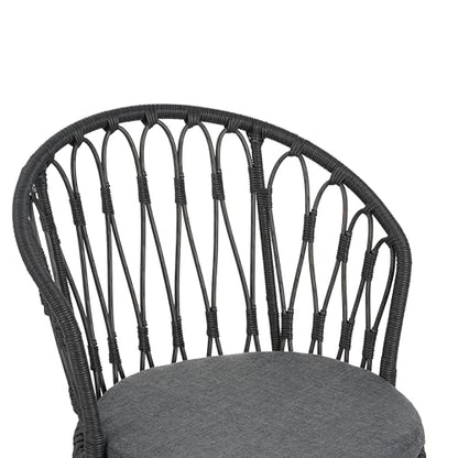 Christopher Knight Home Tavon Acacia Wood Patio Dining Set for 6, Rectangular Patio Dining Table and Faux Rattan Chairs Set of 6, 7 Piece Outdoor Dining Set with Cushion and Iron Frame, Teak+Gray