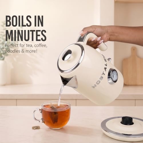 Nostalgia Retro Electric Kettle,1.7L Enamel-Coated Stainless Steel - Cream