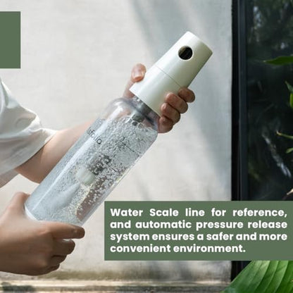 Asfolia Portable Sparkling Water Maker - Travel Soda Maker for Home & Outdoor, 1L Carbonating Bottle, 10 pcs CO2 Cylinders, Compact Carbonated Water Machine for Flavored Drinks, Soda Machine (White)