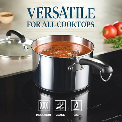 Farberware Brilliance Stainless Steel Cookware Set, 10 Piece Pots and Pans Set