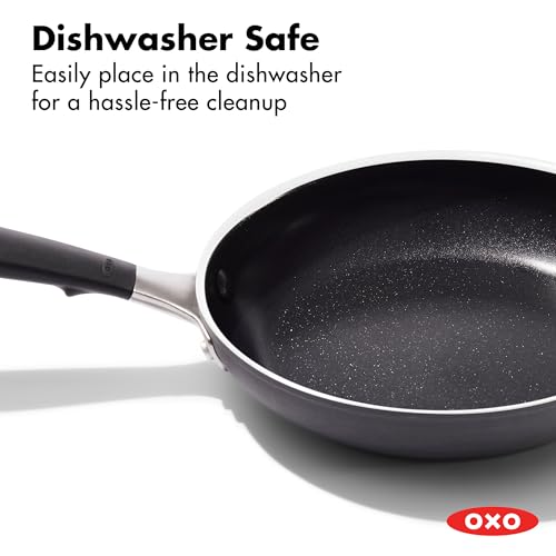 OXO 8” Non-Stick Every Day Frying Pan, BPA-Free Comfort Grip Silicone Handle, Dishwasher & Oven Safe, PFAS-Free Ceramic Skillet, Black