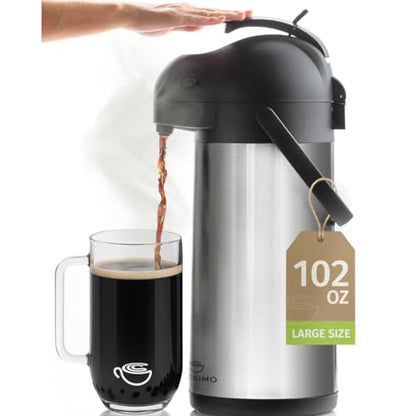 Cresimo Coffee Carafe with Pump 102oz / 3L Airpot Large Hot Water Dispenser