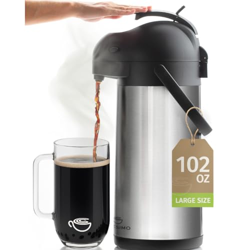 Cresimo Coffee Carafe with Pump 102oz / 3L Airpot Large Hot Water Dispenser