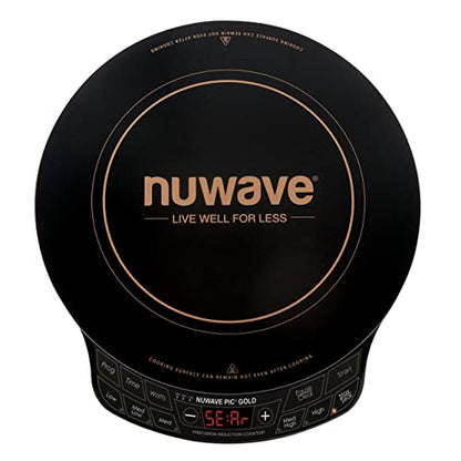Nuwave Gold Precision Induction Cooktop, Portable, Large 8” Heating Coil, 12” Shatter-Proof Ceramic Glass Surface, 96 Temp Settings from 100°F - 575°F, 3 Watt Settings 700, 900, & 1500 Watts (Renewed)