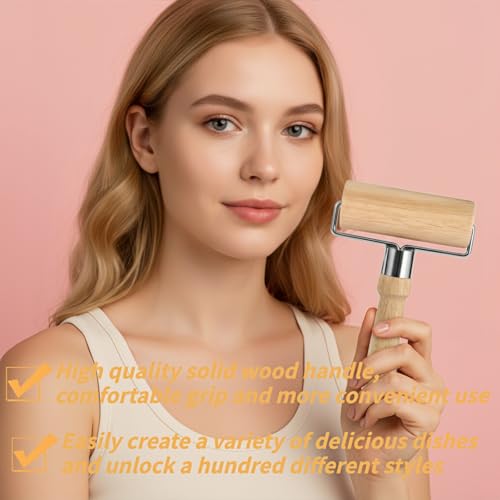 Top Rolling Pins for Pizza&Dough - Non-Stick, Wooden & Easy Clean, Baking, Pastry, Pie, Cookies - Kitchen Must Have,Beechwood Construction, Ergonomic Handles