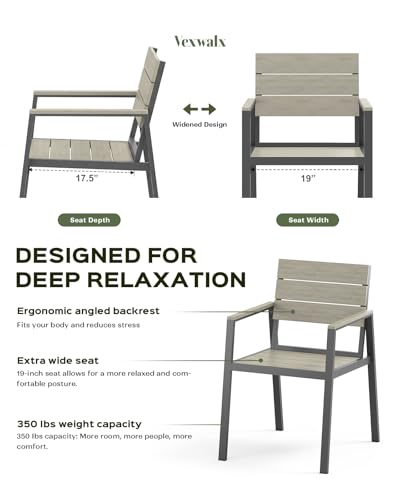 Vexwalx Outdoor Dining Set, Aluminum Dining Table Set for 6, Patio Table and Chairs Set (7-Piece, Gray)