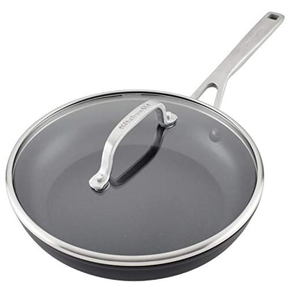 KitchenAid Hard Anodized Induction Nonstick Fry Pan/Skillet with Lid, 10 Inch, Matte Black