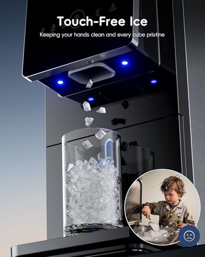 ecozy Nugget Ice Makers Countertop 40lbs Per Day, Touchless Ice Dispenser
