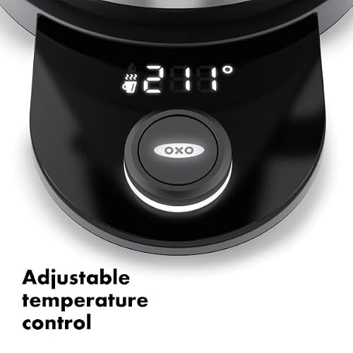 OXO Brew Adjustable Temperature Kettle, Electric Kettle, Glass and Stainless Steel, Holds Temperature for 30 Minutes