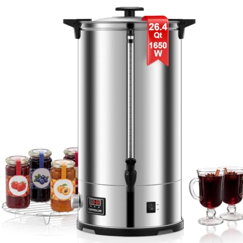 FOHERE 26.4QT Hot Water Dispenser，Canning Boiler With Rack