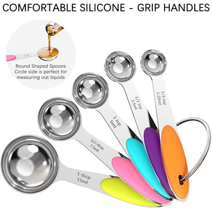 TILUCK Measuring Cups and Spoons Set, Stainless Steel, Kitchen Utensils for Cooking and Baking (10)
