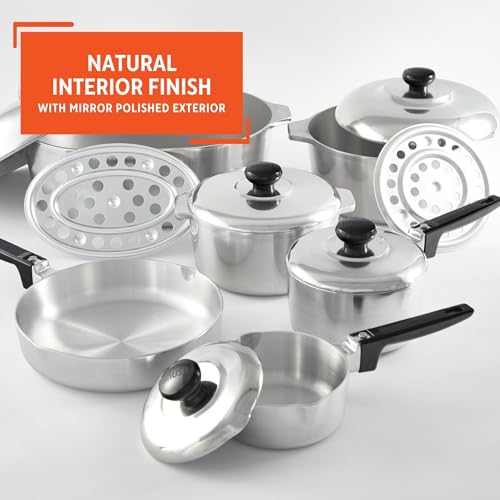 IMUSA USA Heavy Duty 13-Piece Cast Aluminum Cajun Cookware Set, Silver