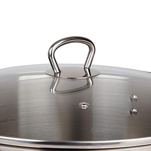 Camerons 20 Quart Stock Pot with Lid - 18/10 Professional Grade Tri-Ply Stainless Steel Stockpot - Commercial Grade Sauce Pot with Stick Resistant Interior, Stay Cool Handles & Induction Compatible