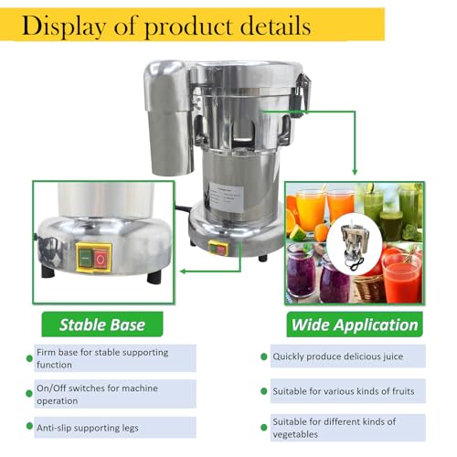 DINENOVATE Commercial Centrifugal Juicer Machine 750W, Stainless Steel Electric Fruit & Vegetable Juice Extractor with Automatic Pulp Separation (11-30 lb/min) for Restaurant & Bar