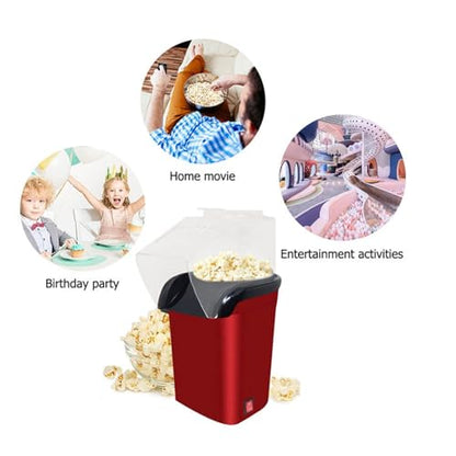 Electric Popcorn Machine with Measuring Spoon, Hot Air Popcorn Maker