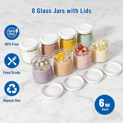 Yogurt Maker with Adjustable Time and Temp Control, Yogurt Maker Machine with Automatic Shut-Off & Constant Temper for Homemade Probiotic, Greek Yogurt, BPA-Free (Grey, 48 oz/8 Jars)