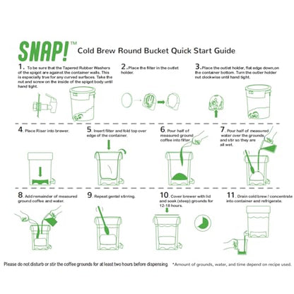 Snap! 5 Gallon Cold Brew Coffee Maker – Low Acid Commercial Cold Brew System with Dual Filtration for Smooth Coffee -Cold Brew Coffee Set-White