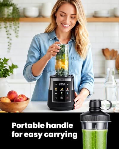 GDOR Professional Blender with 6 Preset Programs, 1300W Smoothie Blender for Ice Crushing & Frozen Fruit, 67 Oz Glass Pitcher & 22 Oz To-Go Cup Combo, Smart Smoothie Maker, Self-Cleaning
