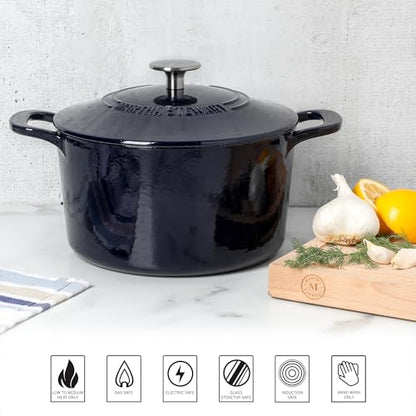 Martha Stewart Gatwick 4 Quart Enamel Cast Iron Dutch Oven - Navy Blue