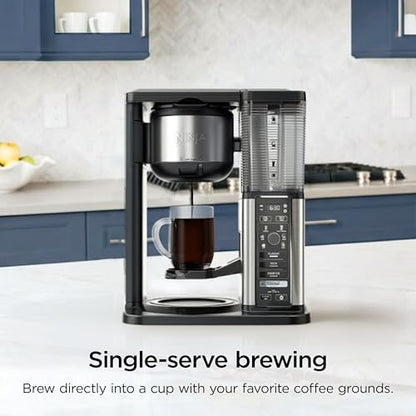 Ninja Specialty Coffee Maker | Includes 10-Cup Carafe, Fold-Away Frother, Permanent Filter & Removable, Dishwasher Safe Reservoir | 6 Brew Styles, 8 Cup to Travel Mug to Pot Sizes | Black | CM401