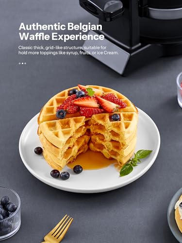 Winpper Double Belgian Waffle Maker, Rotating Flip Design 1400W Waffle Iron