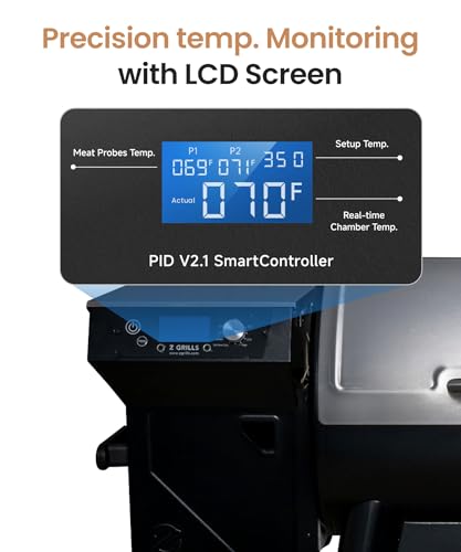 Z GRILLS 450E Pellet Smoker Grill, Upgrade PID 3.0 Temperature Control (180-450°F), 459 SQ.IN Cooking Area, 8 in 1 BBQ Grill,Hopper Cleanout, Meat Probe, Rain Cover, for Backyard Camping