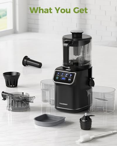 TUUMIIST 3-in-1 Cold Press Juicer Machine, Smart Touch Masticating Juicers for Whole Fruit & Vegetable, 6.5" Wide Chute Slow Juicer for Nut Milk & Sorbet, High Yield, 100oz Large Capacity, Easy Clean