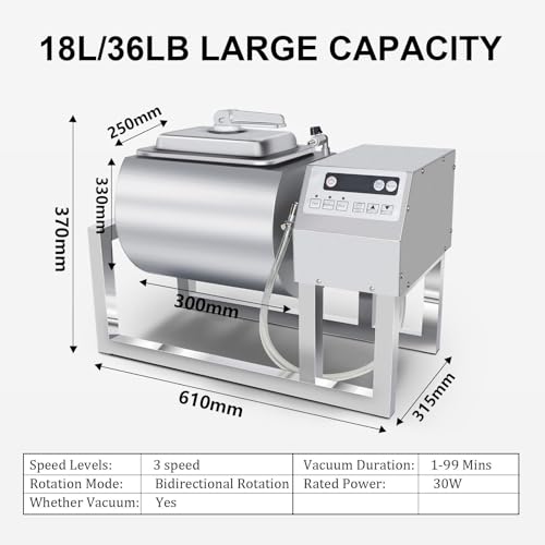 Vdniduir Electric Vacuum Tumbler Marinating Machine, 18L Vacuum Tumbler Marinator,for Meat and Vegetables