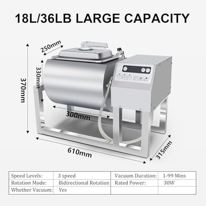 Vdniduir Electric Vacuum Tumbler Marinating Machine, 18L Vacuum Tumbler Marinator,for Meat and Vegetables